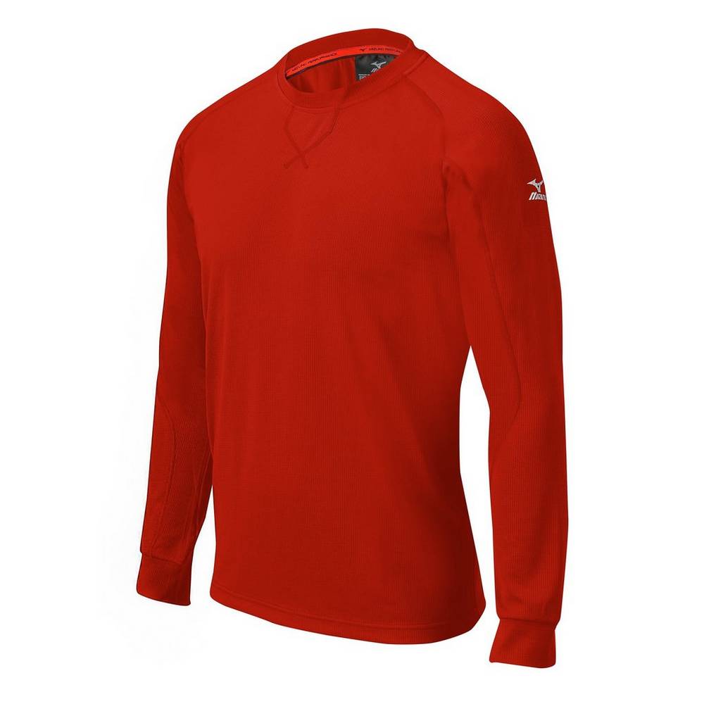 Mizuno Men's Comp Long Sleeve Training Shirt Baseball Tops Red (350504-XVH)